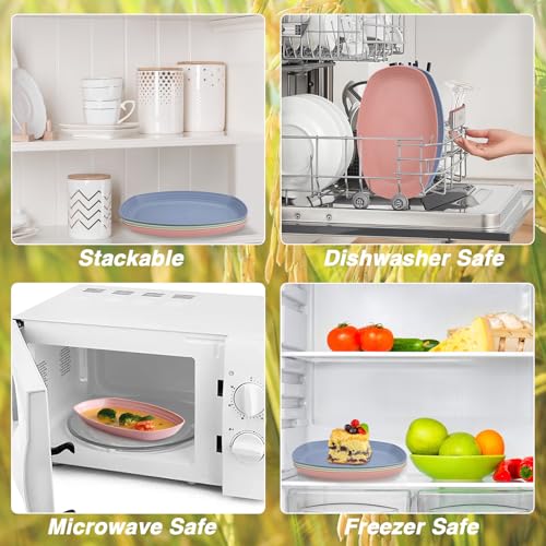 shopwithgreen Lightweight Wheat Straw Plates - 4 Pack 11.4'' Unbreakable Sturdy Plastic Dinner Plates, Dishwasher & Microwave Safe Plates Set, BPA Free, Non-Toxic - color: 4 Pack, size: 11.4 ''