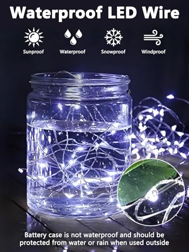4 Pack Fairy Lights Battery Operated with Remote Control Timer, 26 FT 80 LED String Lights Outdoor Indoor, 8 Mode Twinkle Lights for Christmas Party Wedding Birthday Bedroom Décor (Cool White) - color: Cool White, size: 4 Pack 80led