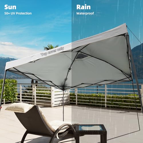 10x10 Canopy Replacement Top Cover with Air Vent, 210D Silver Coated Waterproof Polyester, Pop Up Tent Cover for Straight Leg Canopy Frame, Canopy Top Only - color: Silver-coated White