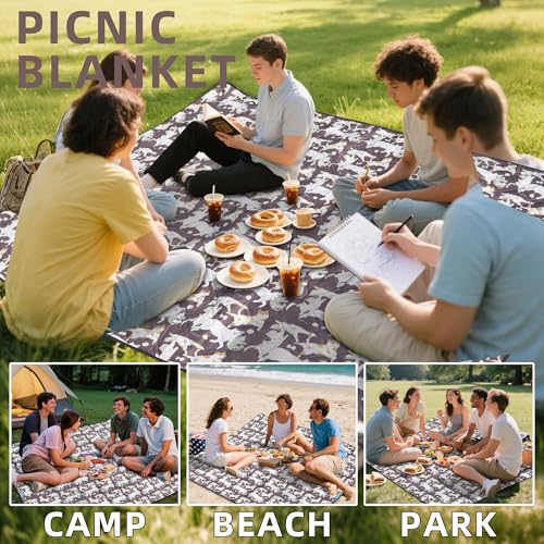 Double Thickened Picnic Blanket, 80x80 Inches, White Fish Pattern, Cotton Filled, Portable Foldable with Leather Carry Strap, Beach and Camping - color: Cat & Dog, size: 80"x80"