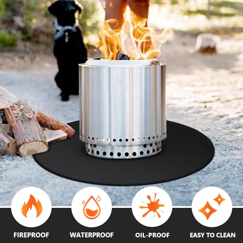 36'' Fire Pit Mat for Solo Stove Bonfire, Double-Sided Fireproof Under Grill Mat Deck Patio Protector Pad, Round BBQ Mat for Solo Stove Accessories, Easy to Clean, Reusable - color: 36x36 inch