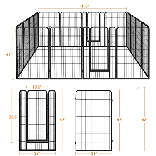 Yaheetech Dog Playpen Outdoor, 47 inch 16 Panels Dog Pen Indoor Heavy Duty Puppy Exercise Pen Metal Pet Fence for RV Camping/Yard/Garden - size: 47"