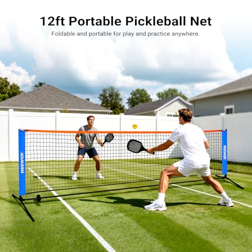 NEEWER Wide Pickleball Net, Small Portable Foldable Driveway Equipment Accessories for Indoor Outdoor Pickle Ball Training & Practice, No Tools Required - size: 12ft