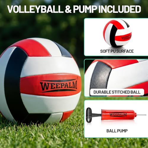 Portable Volleyball Net Set, 32FT Outdoor Volleyball Net for Backyard & Beach, Adjustable Height Volleyball Net with Anti-Sag Winch, Complete Volleyball Set with Ball & Accessories