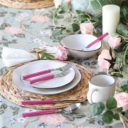 ANNOVA Silverware Set, Retro/Rivet Colorful Stainless Steel Tableware Kitchen Flatware Set Utensils, Includes Dinner Knives, Forks, Spoons, Salad Forks & Dessert Spoons (Pink, 10 Pieces) - color: Pink