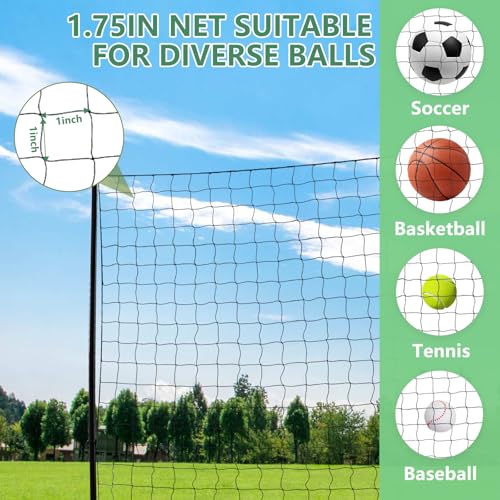 Backstop Net System for Backyard – Heavy Duty Sports Barrier Net with Steel Posts, Movable/Socketed Ball Stop Net for Soccer, Baseball, Training - size: 30FT Wide, style: Socketed-1 Inch Net