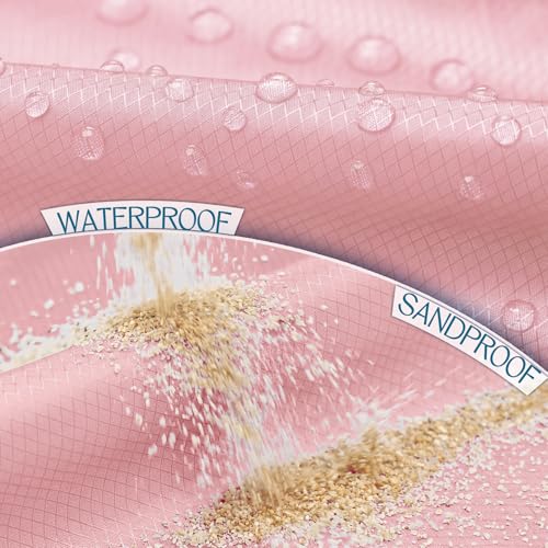 BYDOLL Beach Blanket Waterproof Sandproof Large Sand Free, 78''X81'' Oversized Sandless Lightweight Blanket Picnic Mat for Beach Travel Camping Hiking with Stakes - color: Pink, size: 78"X81"