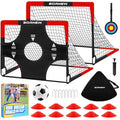 Kid Soccer Goal and Soccer Ball Targets Set - 6x4 / 4X3 ft Backyard & Indoor Soccer Goal, Portable Pop Up Soccer Net with Soccer Targets, Cones, Soccer Training Equipment for Ages 3-16 Year Gift - color: 2. Black Red