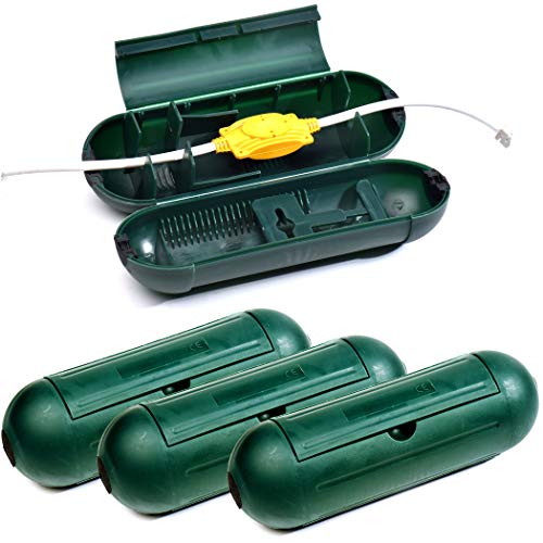 4 Pack Extension Cord Protective Cover Set (Green) | Indoor Outdoor Water-Resistant Holder for Holiday String Lights, Plugs and Wires | Capsule Shaped Protector with Large Compartment - color: Green, size: Large (Standard)