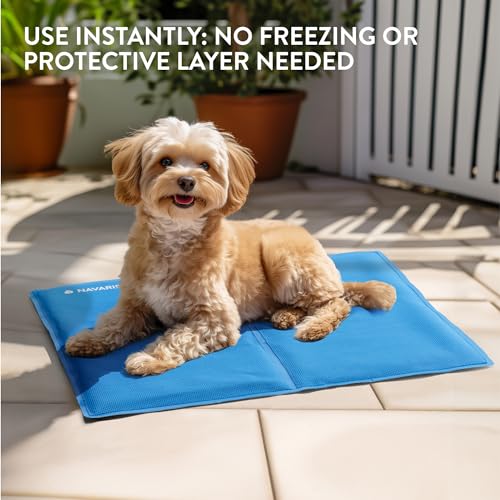 Navaris Gel Pet Cooling Mat with Durable Textiline Cover - Cool Pad for Dog or Cat - Cooler Bed Mats for Dogs or Cats - 15.7" x 9.7" x 0.2" (40 x 50 x 0.5 cm) - size: 40 x 50 cm