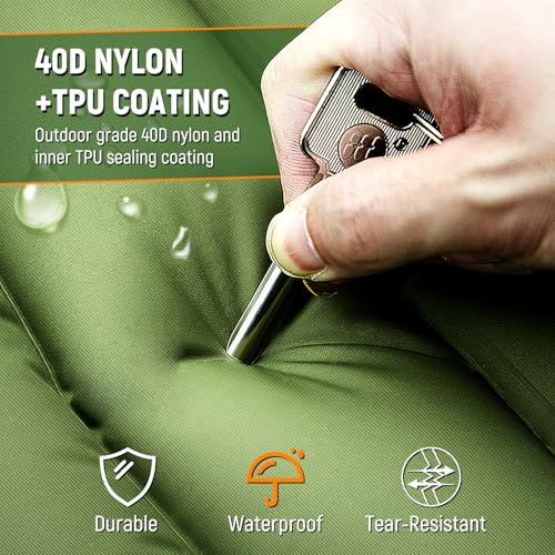 Myxslop Camping Sleeping Pad, Thick 5 Inch Camping Mat with Pillow Built-in Foot Pump Ultralight Inflatable Sleeping Pads for Camping, Backpacking, Hiking, Tent - color: Green