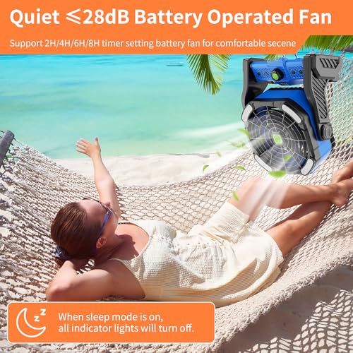 20000mAh Battery Powered Fan Rechargeable,Portable Fan for Travel Camping Fan with LED Lantern,270°Rotation Battery Operated Fan,USB Personal Fans Camping Essentials Battery Fan Cordless Fan X26 Blue - color: X26 Blue