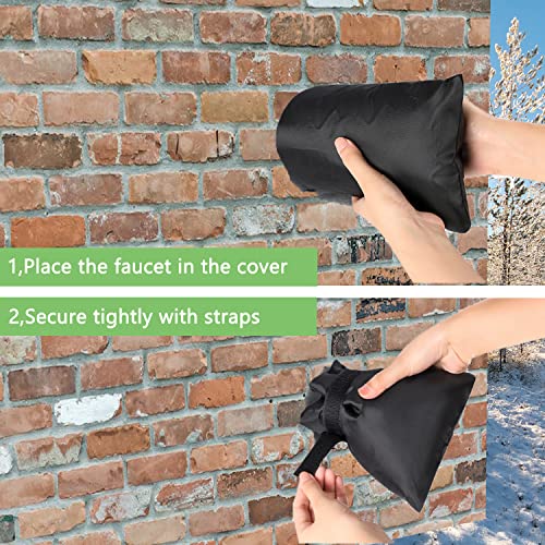 BoArt Outdoor Faucet Cover Socks for Winter Freeze Protection, 7.09" W x 9.06" H, Hose Bib Covers for Wall Taps Outside, Waterproof & Frost Free Insulated Spigot Cover, 2 Pcs Faucet Socks Black