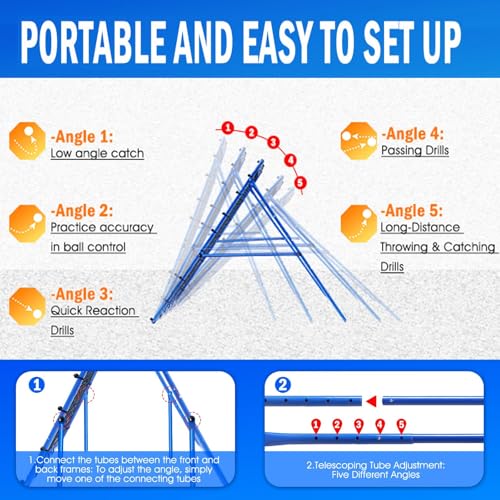 Volleyball Lacrosse Rebound Net Pro, WINTHAI Lacrosse Rebounder for Backyard, 7x4FT/6x4FT/4x4FT Bounce Back Net with Target Strike Zone, Easy Quick Setup, Volleyball Baseball Softball Soccer Training - size: 7FTx4FT