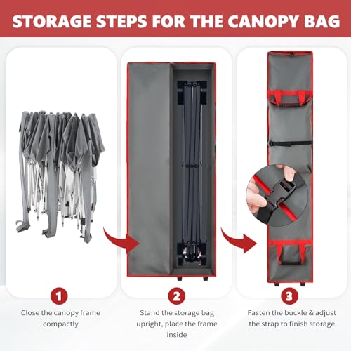 10x10 Pop Up Canopy Tent Storage Bag with Wheels & Handles, Fits Folded Size 10x10x62in, Heavy Duty Replacement Bag for Canopy & Gazebo