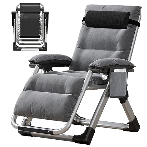 MOPHOTO Zero Gravity Chair, Outdoor Padded Lounge Chair with Side Table, Zero Gravity Recliner Chair, Outdoor Reclining Chair, Sturdy & Comfortable, Supports up to 440lbs - color: Grizzle Gray, style: Zero Gravity Chair