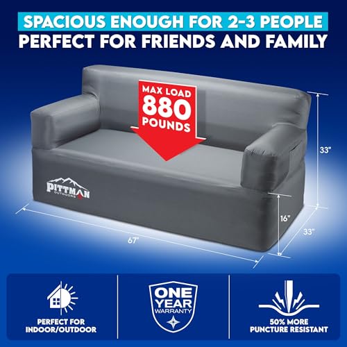 Pittman - Inflatable Furniture Set with Built in Pump for Outdoors & Indoors - Blow Up Couch Set has Heavy Duty Puncture Resistant Fabric for Inflatable Sectional Comfort & Durability if Camping - size: Complete Set
