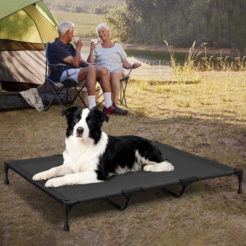 Love&go Elevated Dog Bed with Metal Frame, Cooling Raised Pet Cot for Dog and Cat (XL - Black, XLarge- 44x34x5.5 inch) - color: XL - Black, size: XLarge- 44x34x5.5 inch