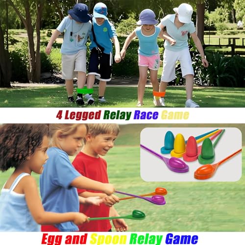 （24pcs） Outdoor Sports, Potato Bag Race Bag, Egg Spoon Relay Race, Three-Legged Race Belt, Birthday Parties, School Days, Family reunions, Outdoor fairs, lawns, Easter, Autumn Festival Game Supplies.