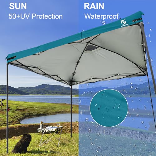 10x10 Pop Up Canopy Replacement Top Cover with Air Vent for Straight Leg Canopy Tent, Waterproof for Outdoor Garden Patio Camping Sun Shade (Ocean Blue) - color: Blue