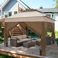 COOS BAY 11x11 Pop Up Gazebo with 4 Sidewalls, Instant Outdoor Canopy Tent with UPF 50+ UV Protection, Water Resistant Shelter with Carry Bag, Stakes & Ropes, Beige - color: Beige