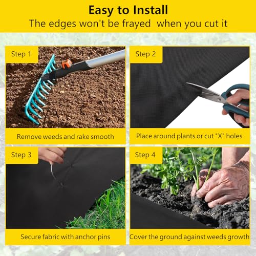 Towallmark 4ft x 100ft Weed Barrier Landscape Fabric 1.8oz, Premium Non-Woven Ground Cover Weed Block Gardening Mat, Easy Setup, Superior Weed Control, for Erosion Control, Weed Block, Ground Cover - size: 4ftx100ft & 1.8oz