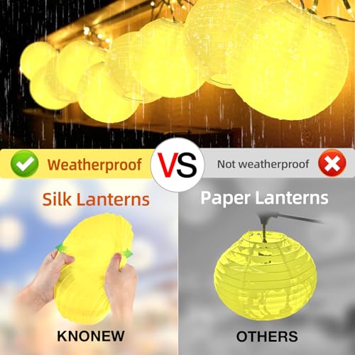 KNONEW 10 Pack 10‘’ Yellow Outdoor Silk Lanterns Decorative Party Hanging Waterprooof Chinese Round Lanterns for Weddings, Birthdays, Parties Decoration (No Light Bulbs Included) - color: Yellow, size: 10Pcs
