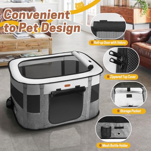Seiyierr Foldable Pet Playpen - Cat & Puppy Playpen, Travel Dog Crate with Carrying Case, Cat Tent Dog Pen for Outdoor Camping Use - color: Grey, size: Small(29.5''×22.8''×16.5'')