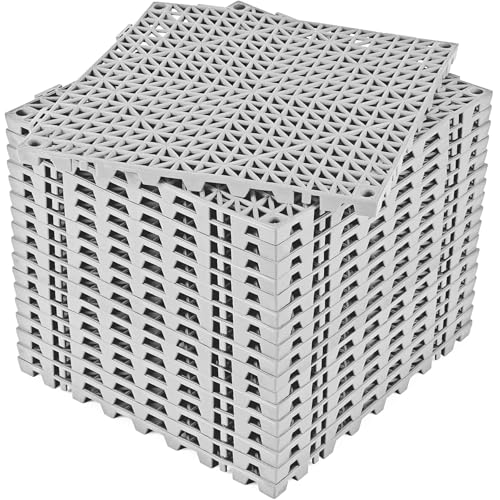 ToLanbbt Modular Interlocking Cushion 18P 11.8" x 11.8" Interlocking Rubber Floor Drain Holes Non-Slip Splicing Drainage Mats for Deck, Shower, Kitchen, Drain Pool, Sauna Bath, Indoor Outdoor (Grey) - size: 18 PCS