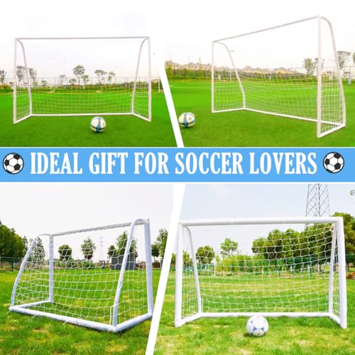 KATARUS Soccer Goal 12x6FT/10x6.5FT/8x6FT/8x5FT/6x4FT Outdoor Soccer Net Goals for Backyard with Weatherproof UPVC Frame & Ground Stakes Portable PVC Soccer Goal Post for Adults & Youth Training - size: 12FTx6FT