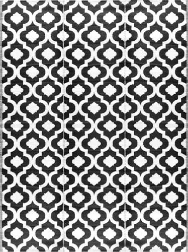 rv mats Outdoor Rug – 9x12, Black Reversible Recycled Plastic Straw Outdoor Patio Rugs Clearance Waterproof Large RV Camper Mats 514 - color: Black, White, size: 9' x 12' (Rectangular)