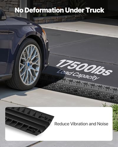 VEVOR 3 Pack Drop Over Cable Cover, 2 Channel Heavy Duty Cable Hose Protector Ramp, 38.3'' Floor Cord Cover, 17,500 lbs/Axle Load Capacity, for Traffic Areas, Indoor, Outdoor, Home, Office, Warehouse - size: Medium-3pack