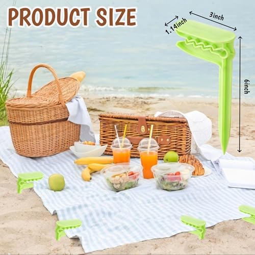 28 Pcs Beach Towel Anchor Stakes Clips, Picnic Mat Anchor Stake Windproof Outdoor Summer Beach Blanket Stakes Vacation, Gifts for Beaches Lovers, Vacation(Multicolored) - color: Multicolor