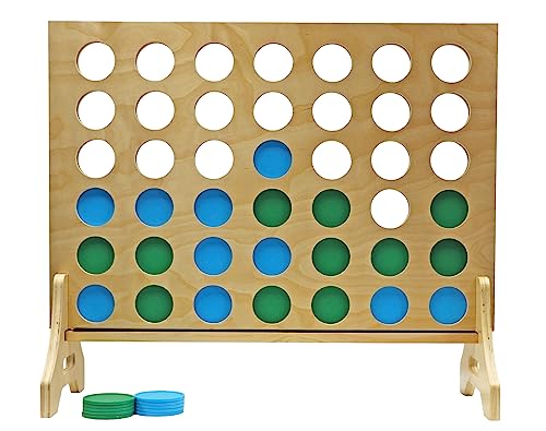 Tailgating Pros Premium Giant Four in a Row with Carrying Case - Jumbo Oversized Outdoor Yard Game - Connect Multiple Pucks in a Row to Win - Many Puck Colors Available! - color: Kelly / Turquoise