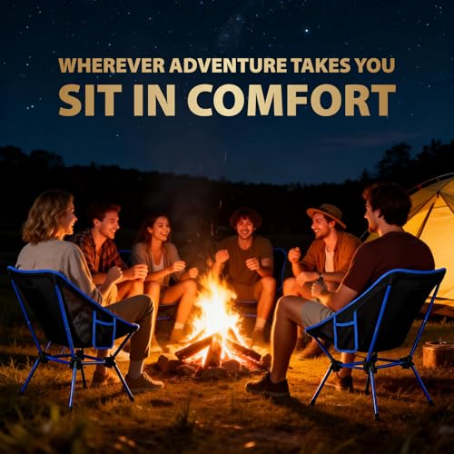 Ultralight Camping Chair, Heavy Duty Portable Folding Chair with 400lbs Capacity, Compact Backpacking Hiking Chair with Anti-Sinking Feet for Camping, Beach, Travel & Festivals