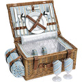 Picnic Basket Set for 2 Persons, Willow Hamper with Large Insulated Cooler Compartment, Waterproof Blanket and Cutlery Service Kit-Classical Brown - color: Light Honey Color for 2 Persons