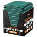 Heavy Duty Poly Tarp - 10' x 10' (10-Pack) - 10 Mil Thick Waterproof, UV Blocking Protective Cover - Reversible Green and Black - Laminated Coating - Grommets - by Xpose Safety - color: Green/Black, size: 10 Feet X 10 Feet (10pk)