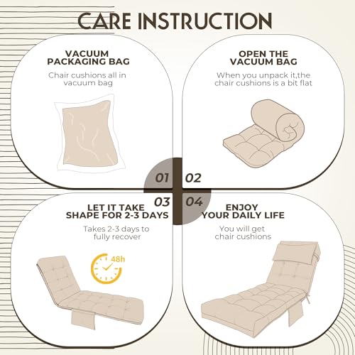 Outdoor Chaise Lounge Chair Cushion, Waterproof Outdoor Chair Cushions for Patio Furniture, 71 x 21 x 4 Inches Replacement Chaise Lounge Cushion with Ties (Brown) - color: Brown