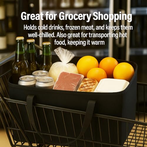 musbus 4-Pack insulated trunk organizer car cooler bag Food Insulated Grocery shopping bags, Black, reusable,zipper,foldable,tote,cold,for adult,for foodland, - color: Black, size: X-Large（16W x 12.5H x 9D）