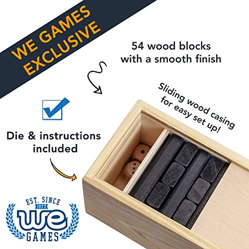 WE Games Wooden Block Stacking Party Game for Adults, Tumble Tower Wedding Guest Book Alternative, Tabletop Games, Includes Storage Case, 12 inches - color: Black