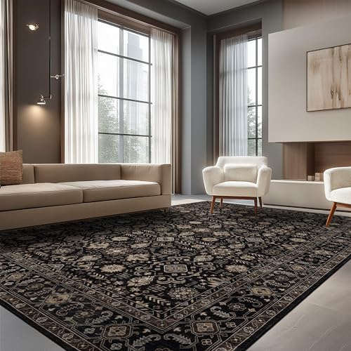 Ruaruarug Area Rug Non Slip Machine Washable Ultra Soft Living Room/Bedroom/Kitchen/Outdoor/Classroom Black Gold, 9'×12' - color: Black Gold, size: 9' x 12' (Rectangular)
