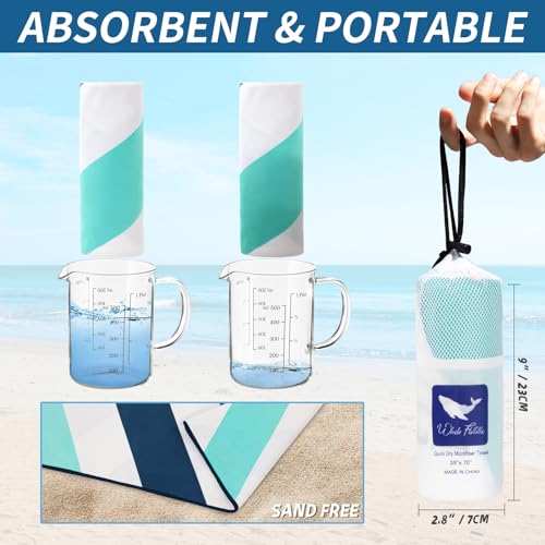Whale Flotilla Quick Dry Beach Towel Oversized (35"x70"), Microfiber Sand-Free Beach Towels, Extra Large Compact Pool Travel Accessories, Aqua - color: Cabana Aqua, size: 70.00" x 35.00"