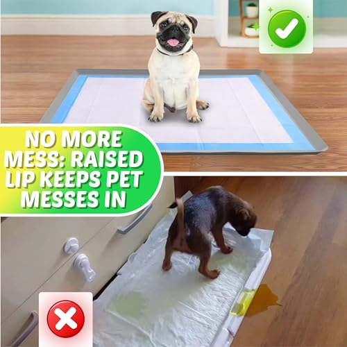 TidyFriend Dog Pee Pad Holder Tray Fits for 28” x 34” Wee Wee Pee Pads - Stable Grip, Raised Edges, Quick-Wipe Silicone Surface Dog Potty Tray Holder for Indoor Flooring Protection (Light Grey) - color: Light Grey