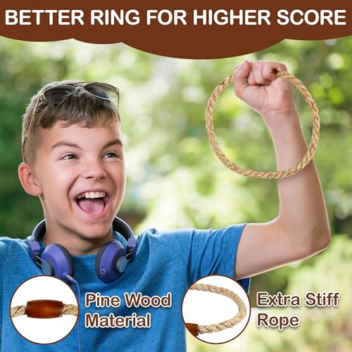 Ring Toss Game for Kids & Adults, Outdoor Yard Games for Adults and Family, Premium Ring Game with 6/10 Rope Rings & Carrying Bag, Perfect for Lawn, Backyard, Beach, Camping - size: Standard