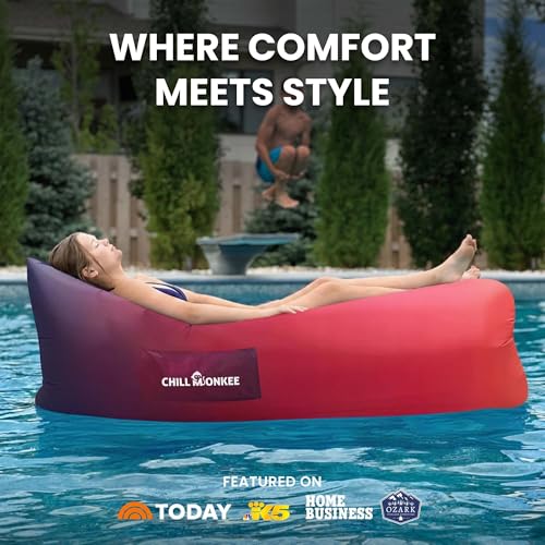 Portable Inflatable Lounger for Beach & Camping – Self-Inflating Air Couch, Beach Sofa, and Outdoor Lounge Chair for Relaxation and Comfort - color: Sunset Fade