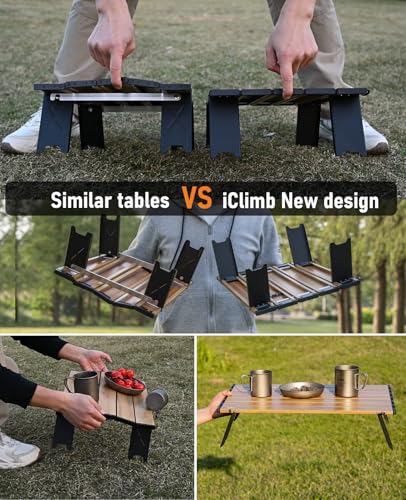 iClimb Ultralight Compact Mini Beach Picnic Folding Alu. Table with Carry Bag, Two Size (Silver - S) - color: Silver, size: Small