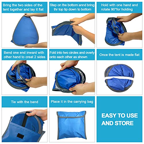 Pop Up Beach Sun Tent, 1 Pack Foldable Anti-UV Mini Automatic Pop Up Tent with 4 Water Storage Bag Instant Sun Protection Canopy with Fixed Nails for Outdoors Camping Picnic Beach - color: Upgraded with nails, size: Large