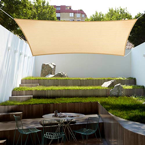 Eden's Decor 4' x 5' Beige Sun Shade Sail Outdoor Canopy Rectangular Awning Fabric Cloth Screen for Patio Garden Backyard Pergola Custom Size - color: Beige, size: 4' x 5'