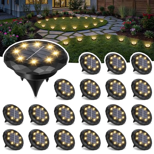 SOLPEX Mini Solar Ground Lights, 20 Pack Solar Lights Outdoor Waterproof, Landscape Lighting for Garden Pathway Driveway Walkway (Warm White) - color: Warm White, size: 20 Pack