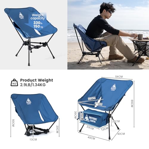 ONETIGRIS Tigerblade Camping Chair, Lightweight Folding Backpacking Hiking Chair, Compact Portable 330 lbs Capacity - color: Blue